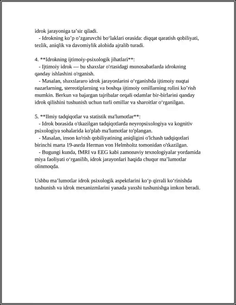 Idrok Psixologiyadan Mustaqil ish 4