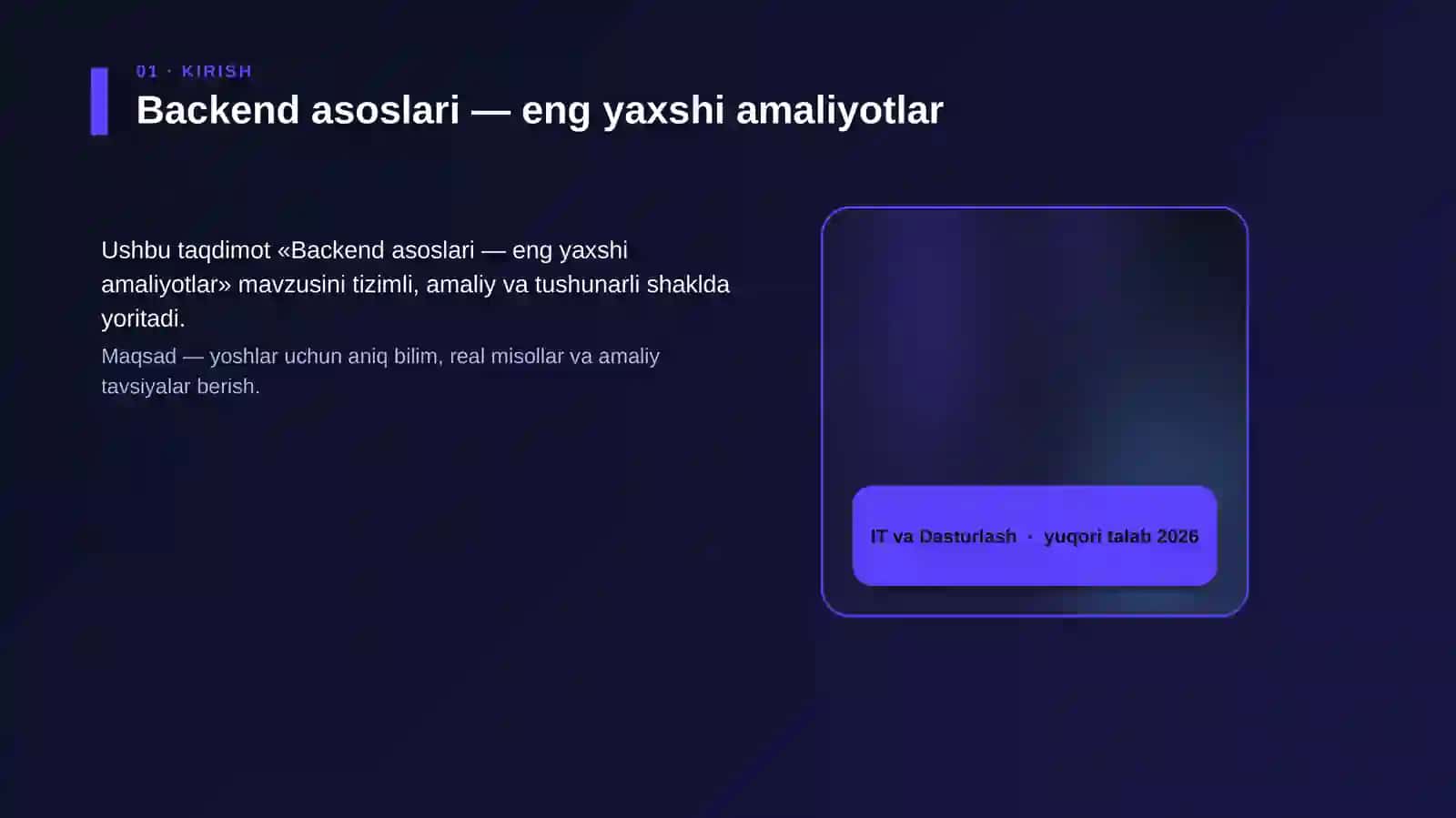 Backend asoslari — eng yaxshi amaliyotlar 4