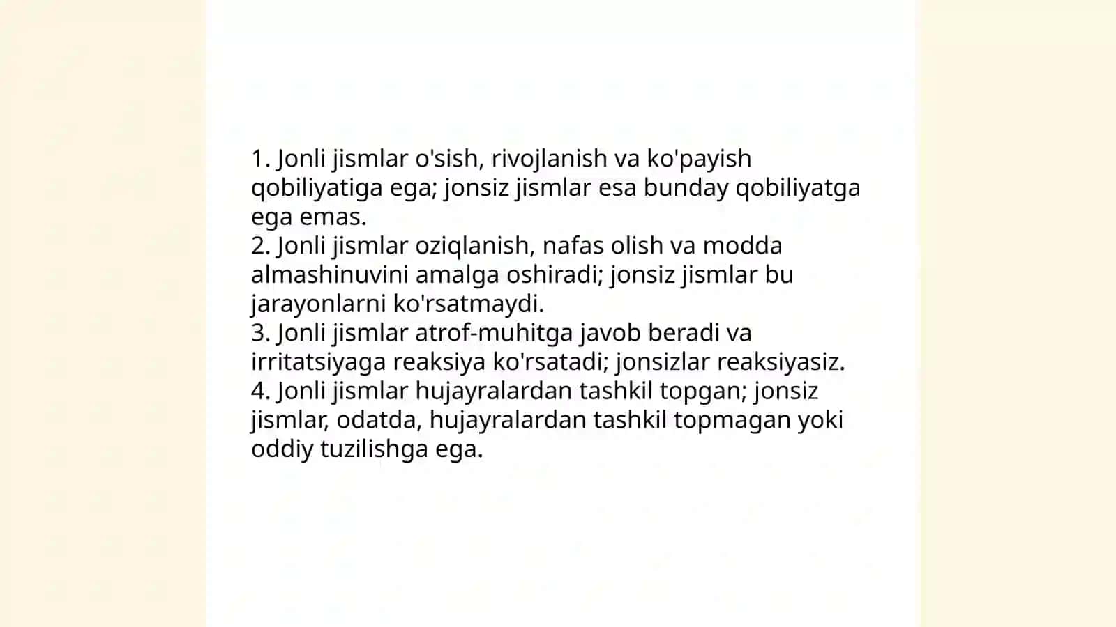 Jonli va jonsiz tabiat haqida maʼlumot berish 4