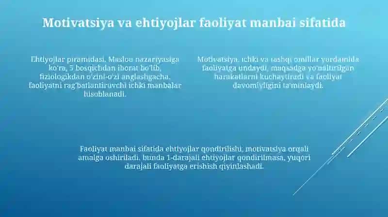 Faoliyatning psixologik talqini 4
