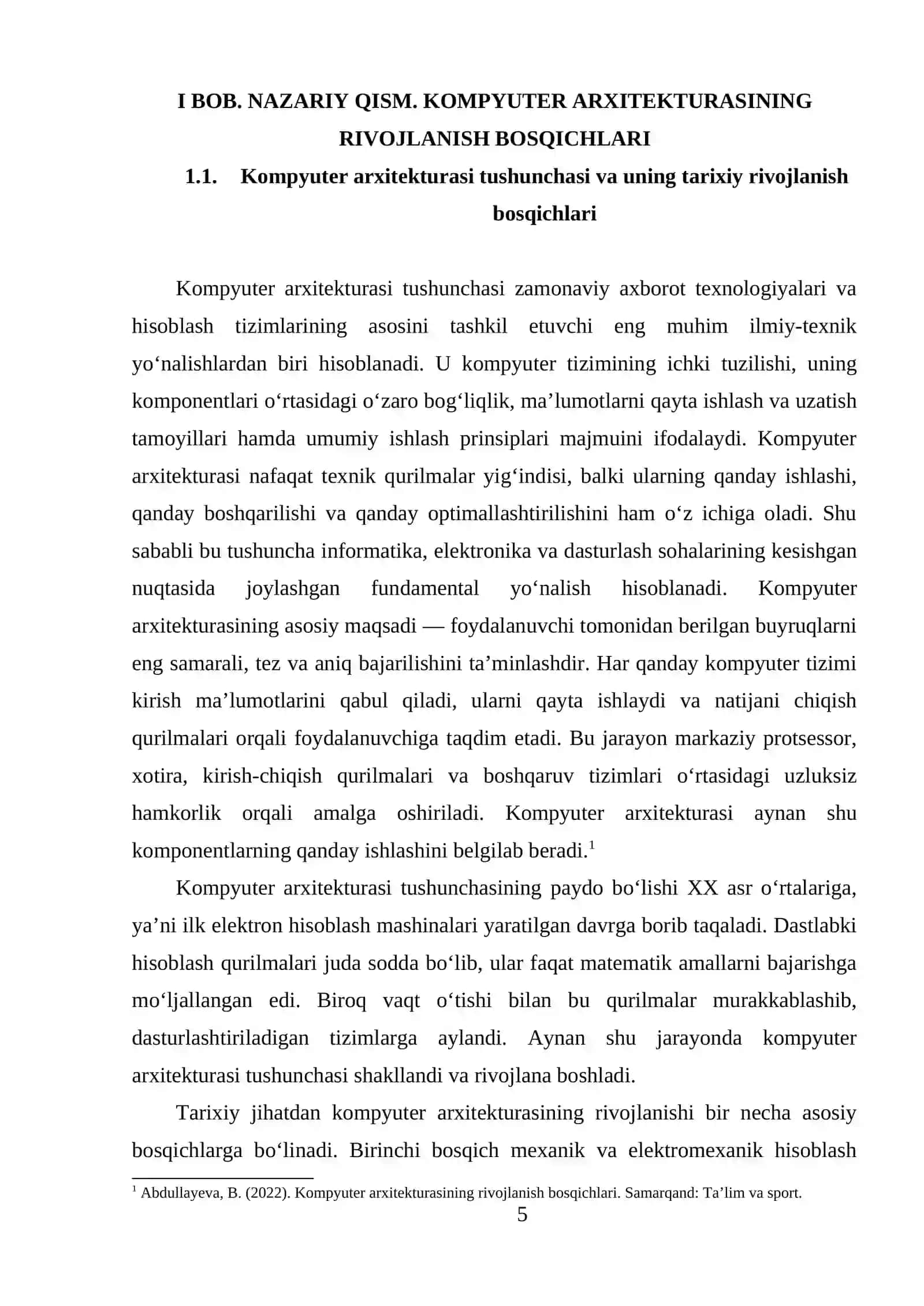 Kompyuter arxitekturasining rivojlanish bosqichlari, zamonaviy kompyuterlarning arxitekturasi tamoyillari va klassifikatsiyasi 4