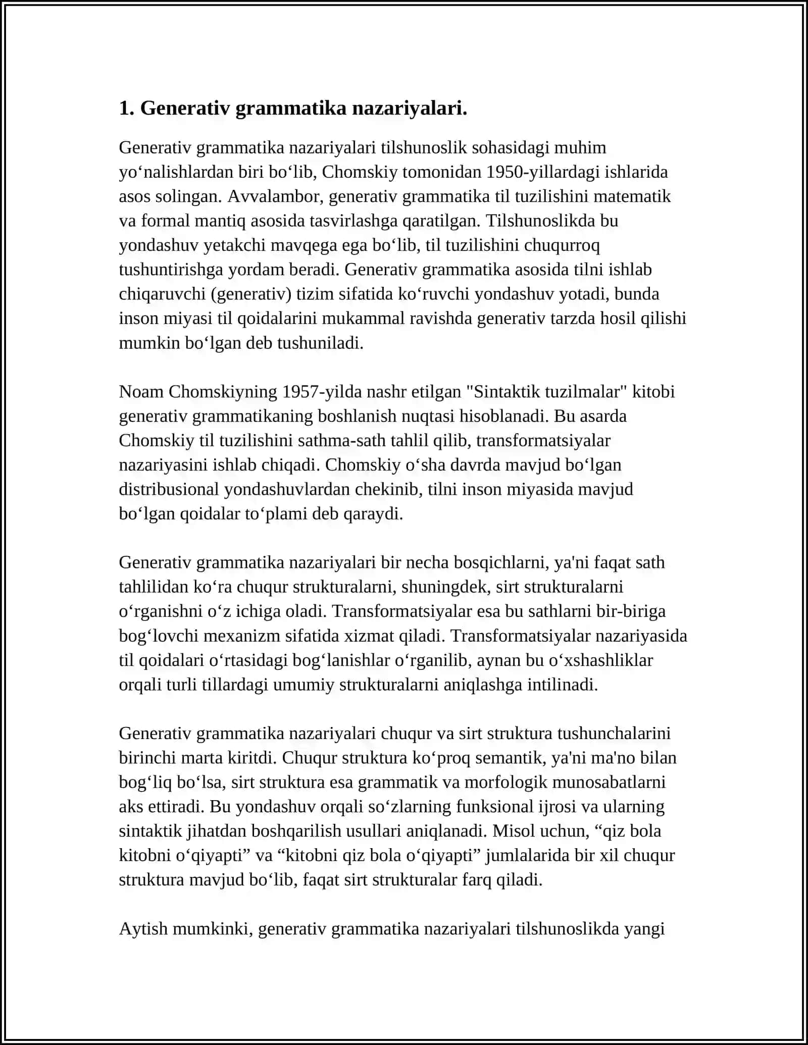Generativ grammatika nazariyalari 4