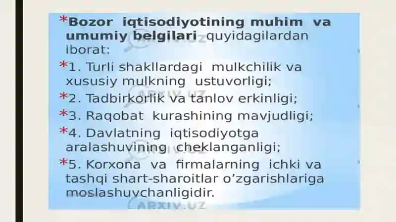 Bozor iqtisodiyoti va uning amal qilishi 4