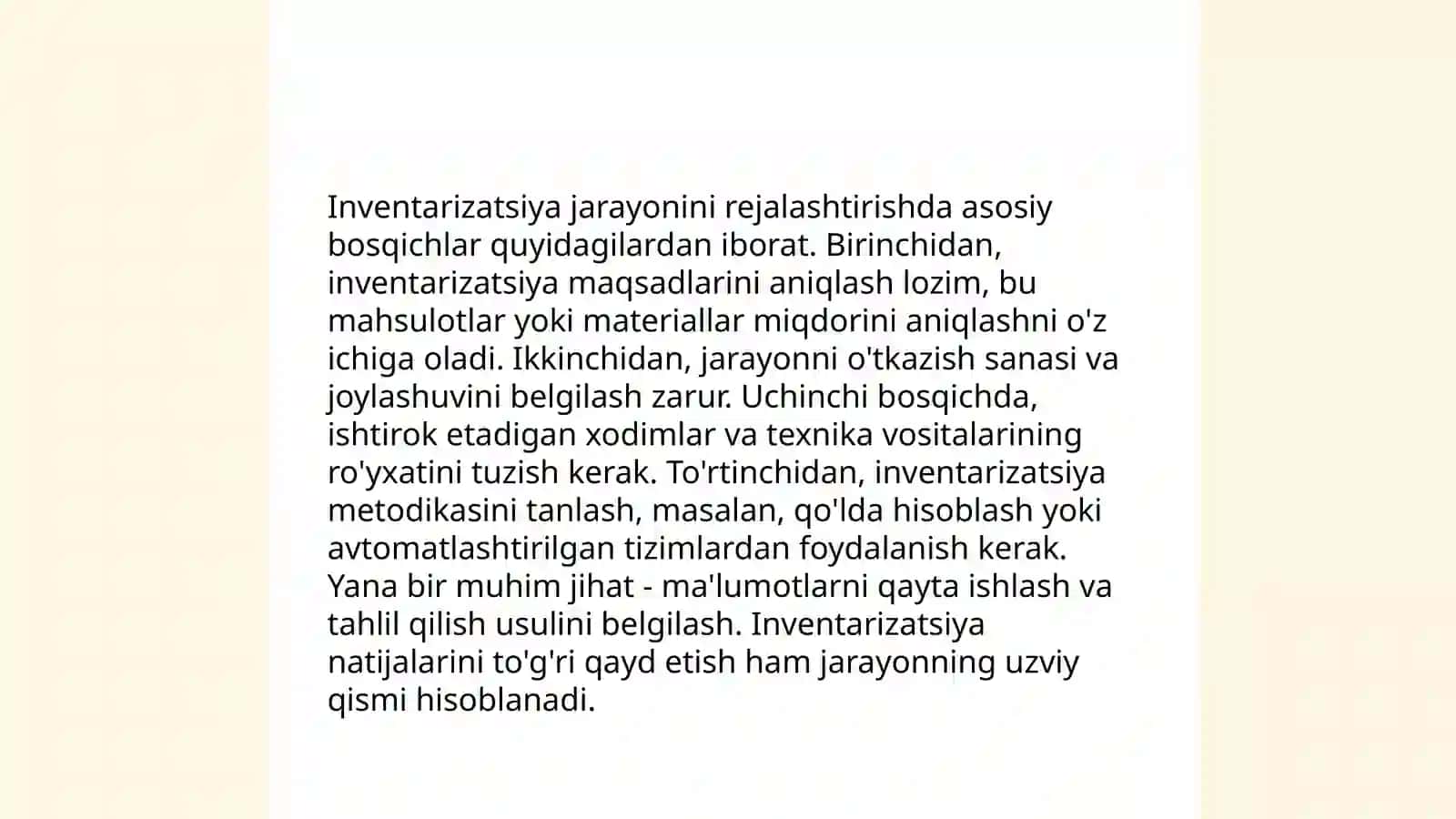 Ivintarizatsiyani tashkil qilish va uning turlari 4