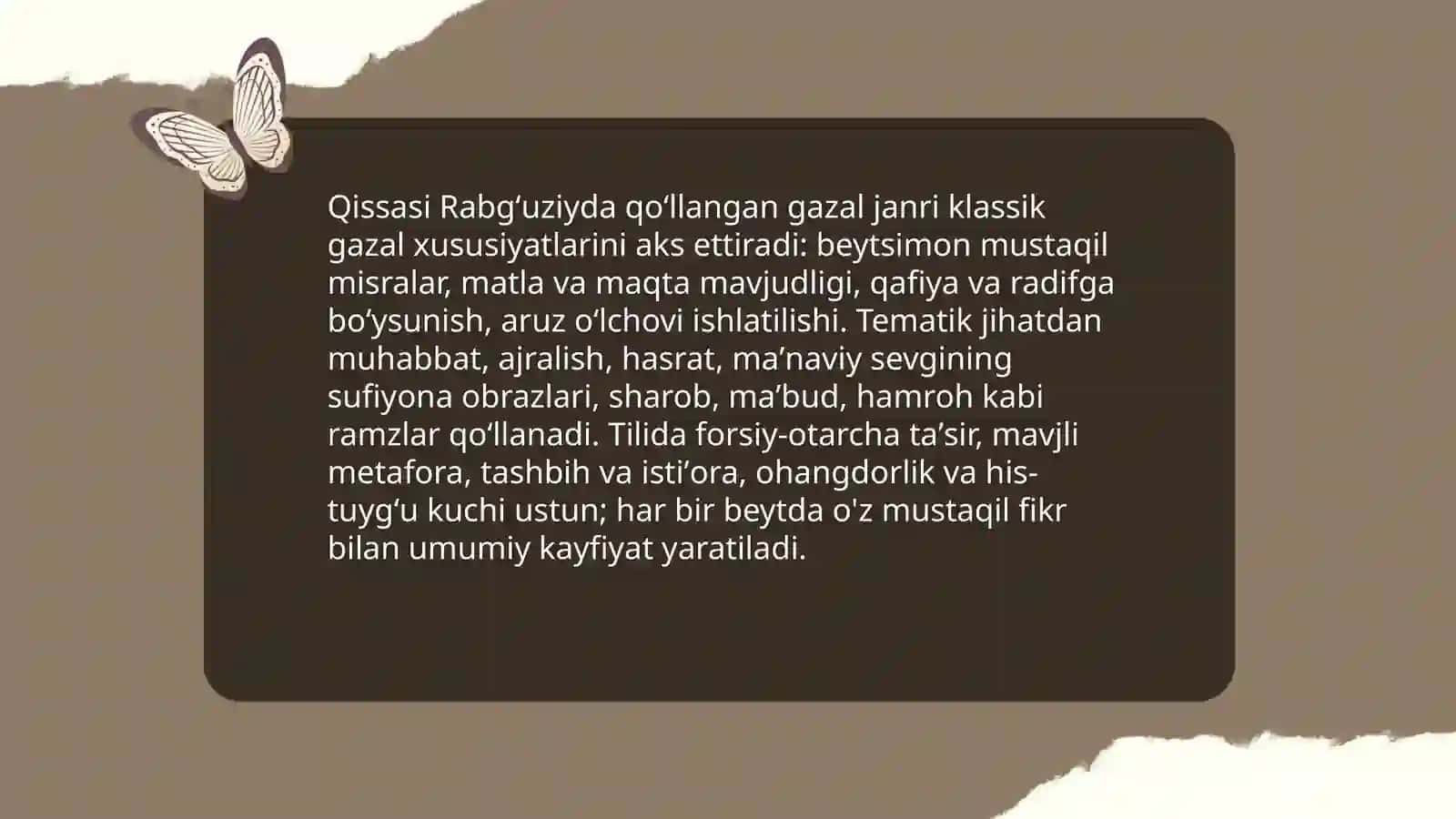 Qissasi Rabg'uziy asaridagi she'riy janrlar 4