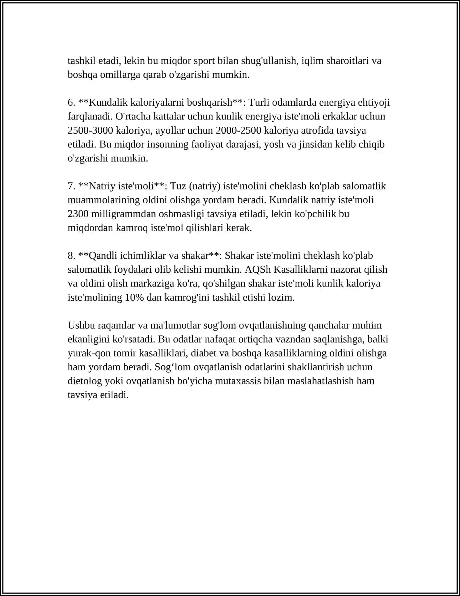 Sogʻlom ovqatlanish odatlari 4