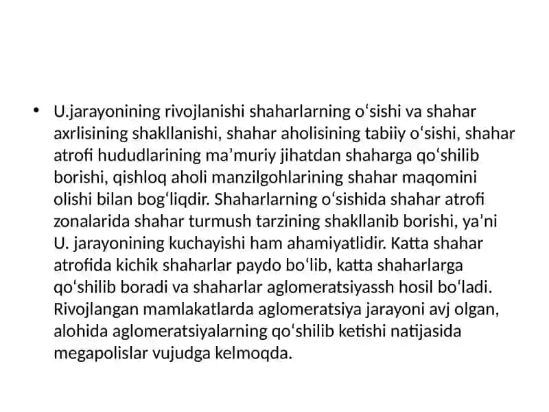 Urbanizatsiya muammosini hal qilish yo`llari 4