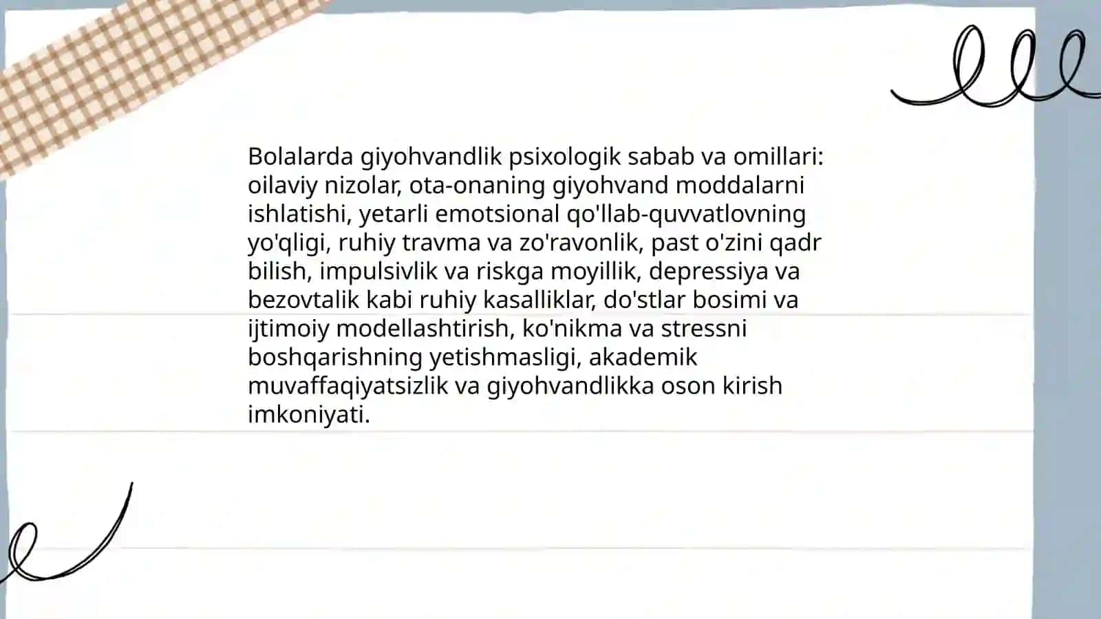 Giyohvandlik Bolalar Deviant Xulqi 4