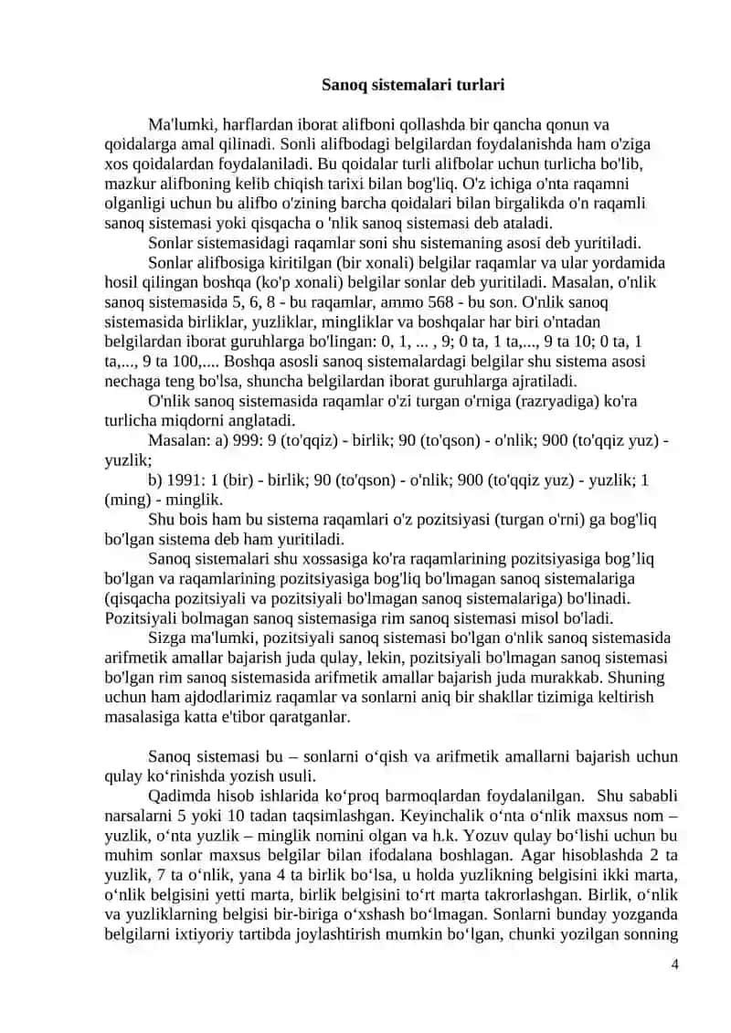 Sanoq Sistemalari 4