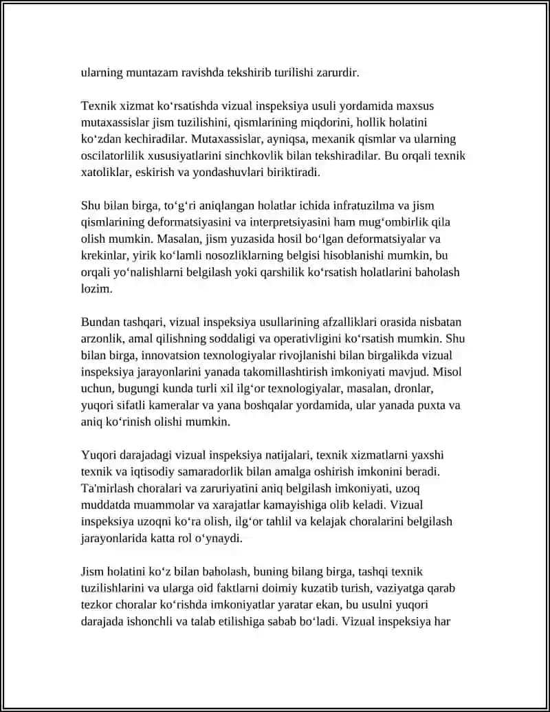 Vizual (ko‘z bilan) inspeksiya usullari 4