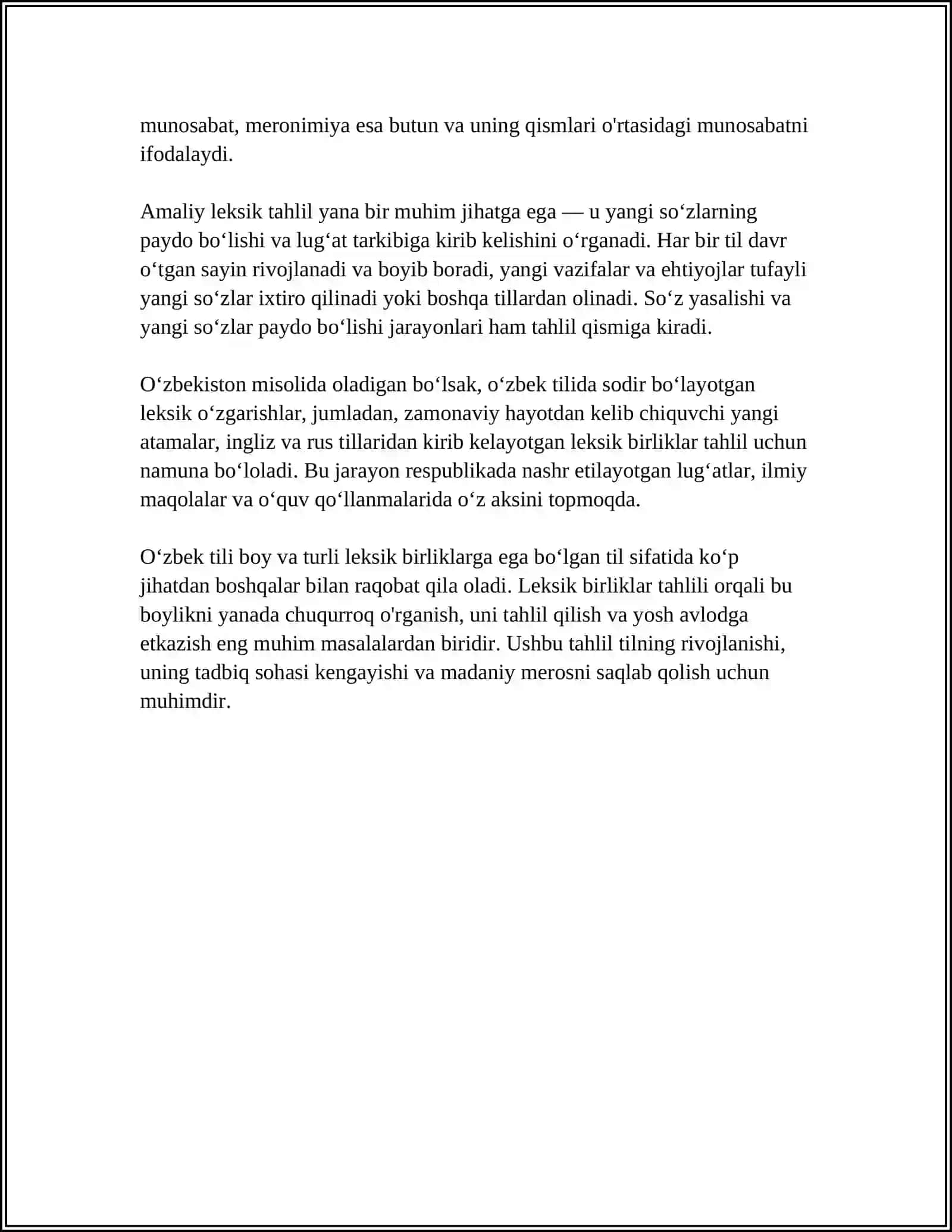 Oʻzbek tilining leksik tahlili 4