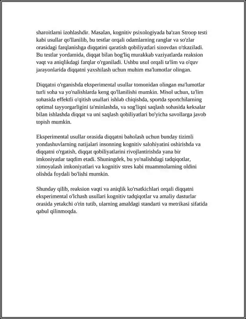 Diqqatni Eksperimental Usullar Orqali O'rganish 4