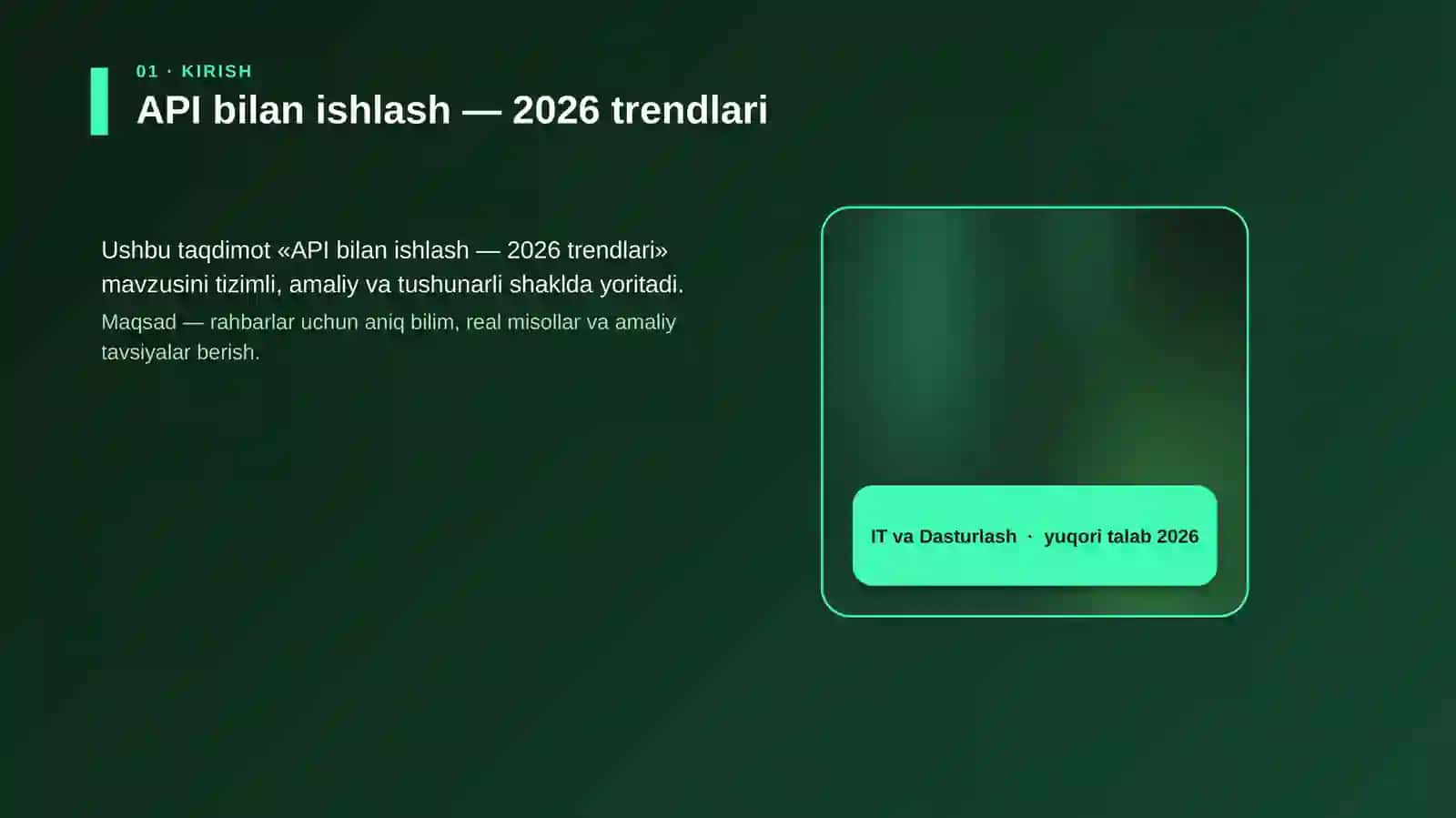 API bilan ishlash — 2026 trendlari 4