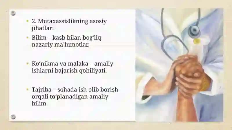 Mutaxassislik tarixi haqida ma’lumot; Tibbiyotdagi  yangiliklar haqida taqdimot 4