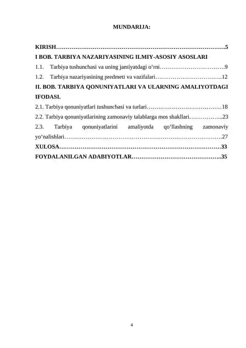 "Tarbiya qonuniyatlari mazmuni" 4