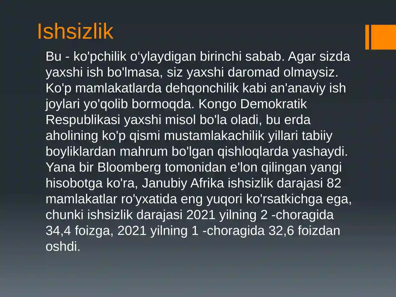 Qashshoqlikning sabablari (O’zbekiston va dunyo bo’ylab) 4