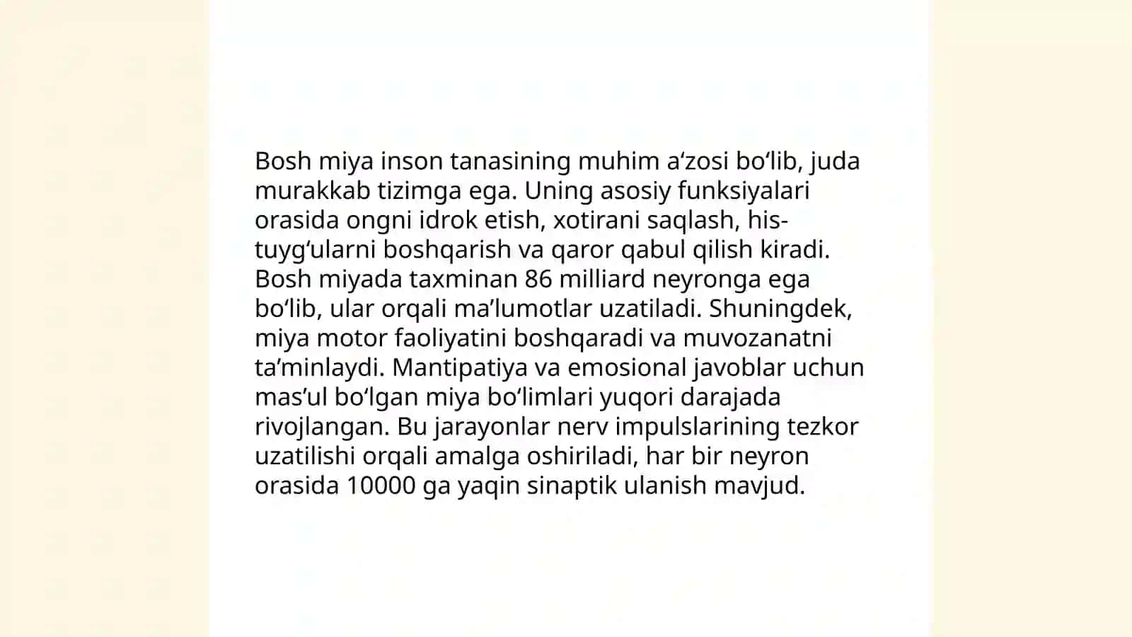 Bosh miya, Miyacha. Vegetativ nerv tizimi 4