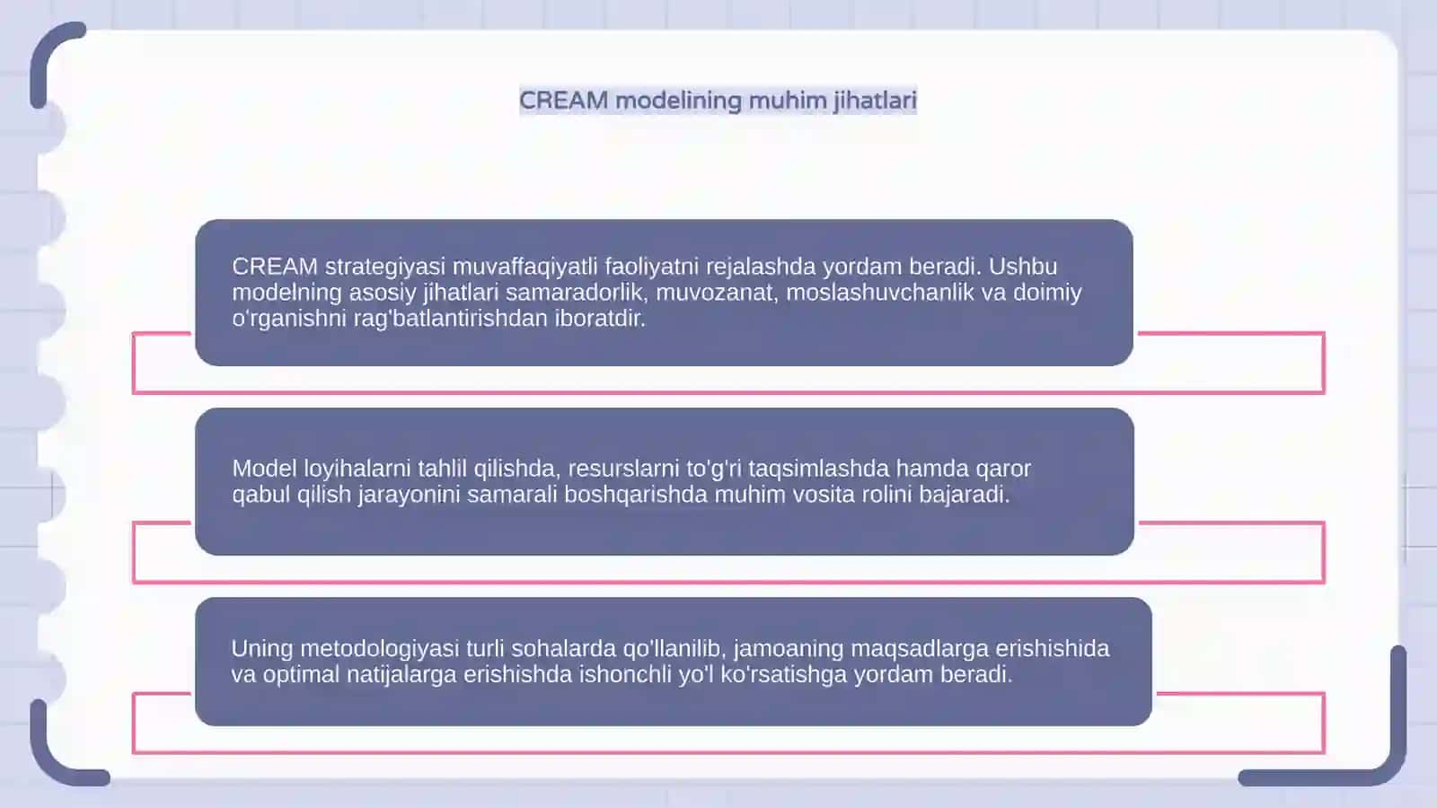 CREAM strategiyasi va undan samarali foydalanish 4