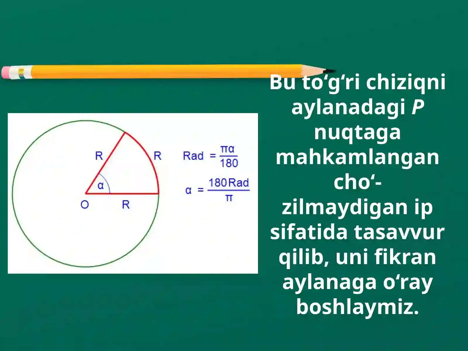 9-sinf Burchakning radian o'lchovi 4