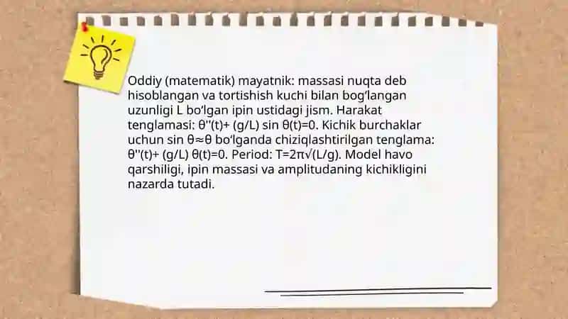 Mayatniklar va ularning turlari, qo`llanilishi 4