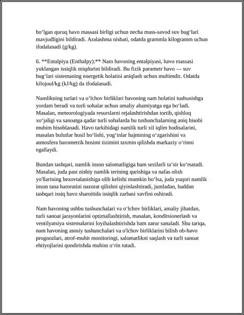 NAM HAVONING TAVSIFLARINI ANIQLASH 4