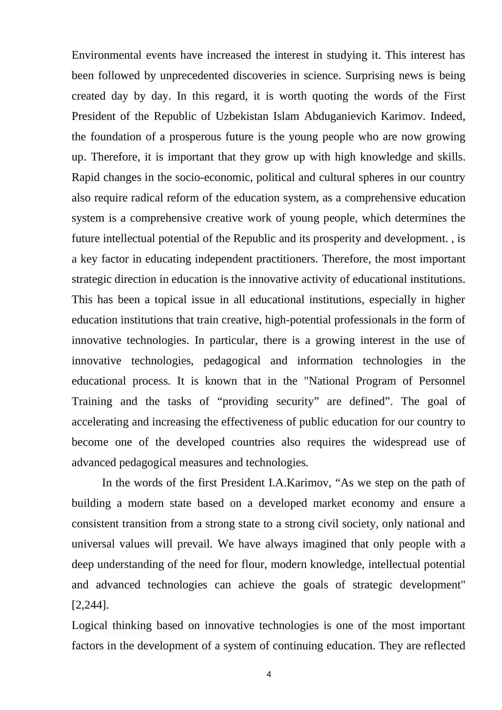 COURSE PAPER: INNOVATIONS ON PEDAGOGY AND ITS HISTORY 4