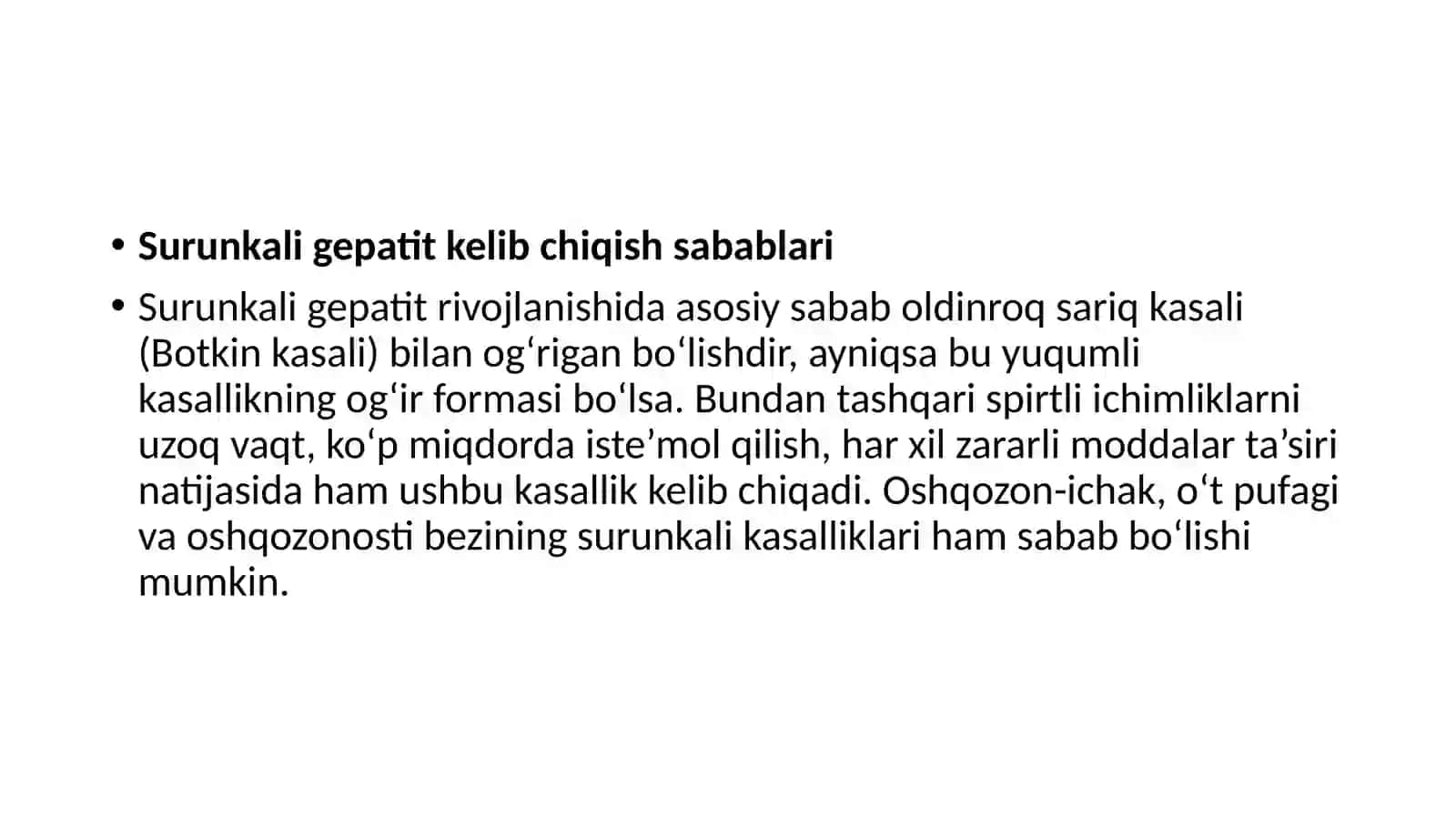 Surunkali gepatit. Xolesistitlarda yog'lar hazmlanishini buzilishi (steatoreya) 4