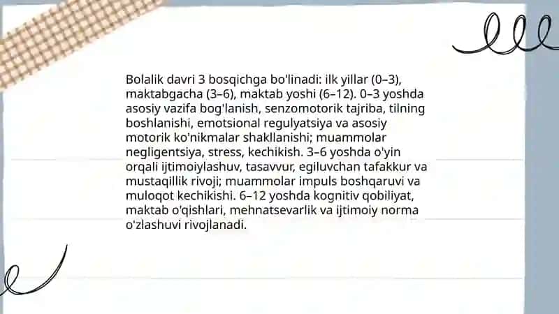Psixik rivojlanish va davrlashtirish muammosi 4