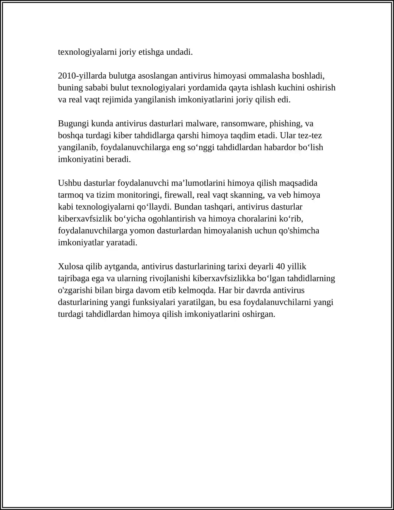 ANTIVIRUS DASTURLARNI O'RGANISH 4