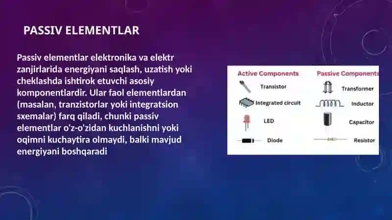 Elektronika passiv elementlarini parametrlarini o‘rganish laboratoriya stendini yaratish 4