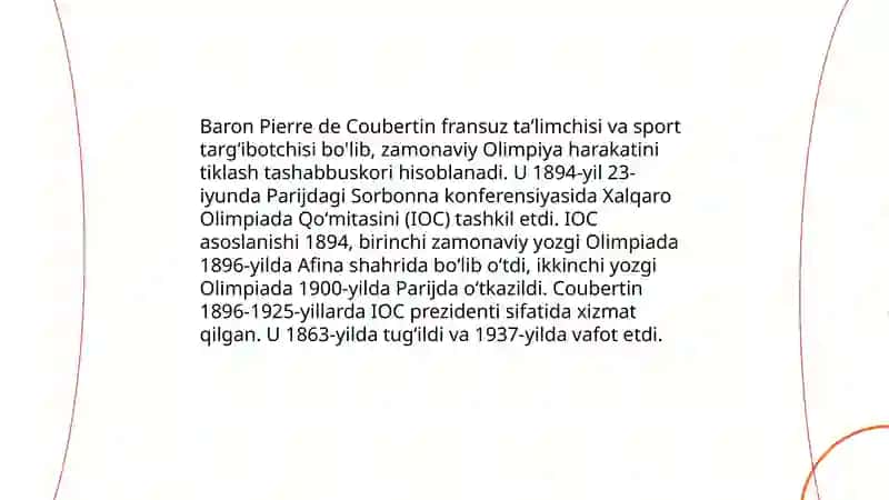 Xalqaro Olimpiada Qoʻmitasi Tashkil Topishi 4
