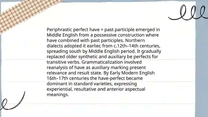 Changes in grammatical system in MnE. Tenses and aspect: from ME to MnE. Analytical formation 4