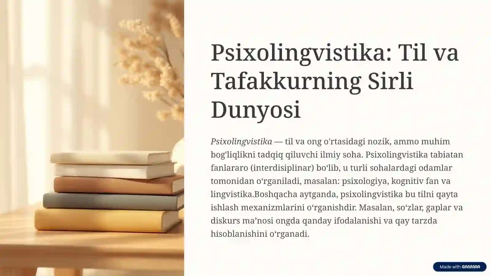 Psixolingvistika: Til va Tafakkurning Sirli Dunyosi 4