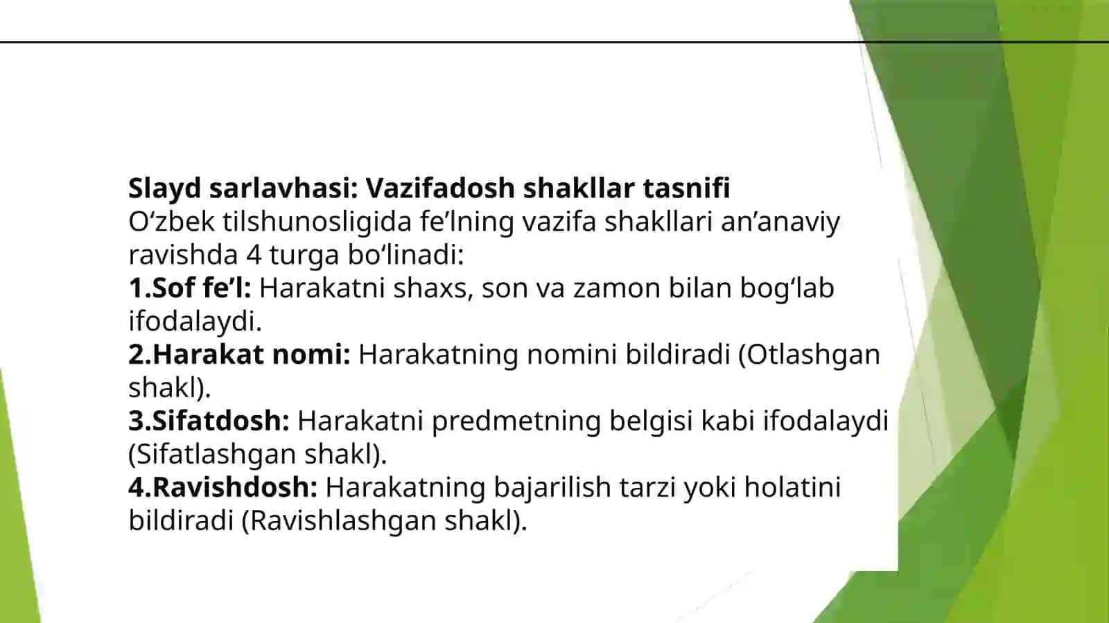 Felningvazifadosh shakllari.Soffel harakat nomi 4
