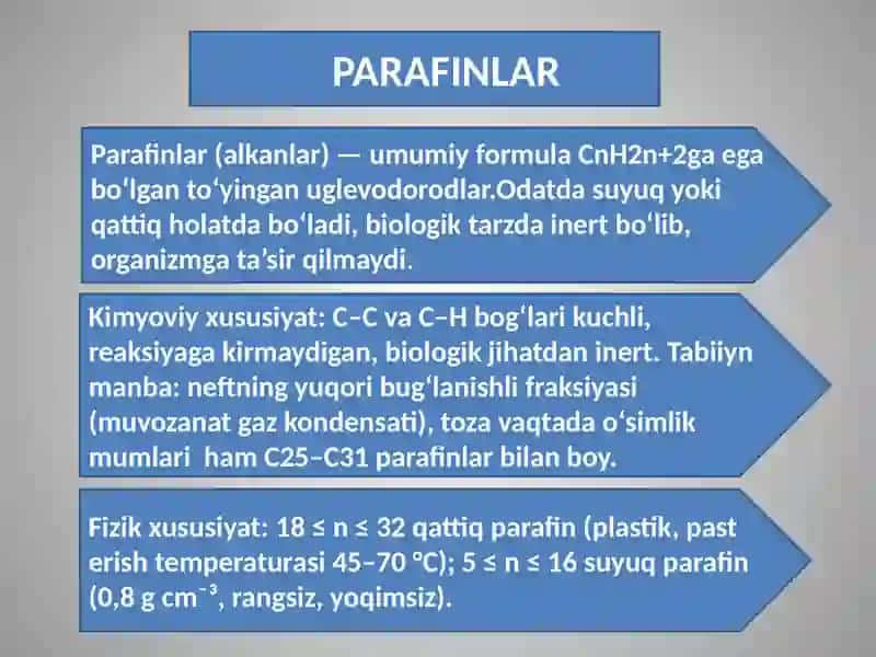 Parafinlar, Olefinlar va Alisiklik moddalar 4