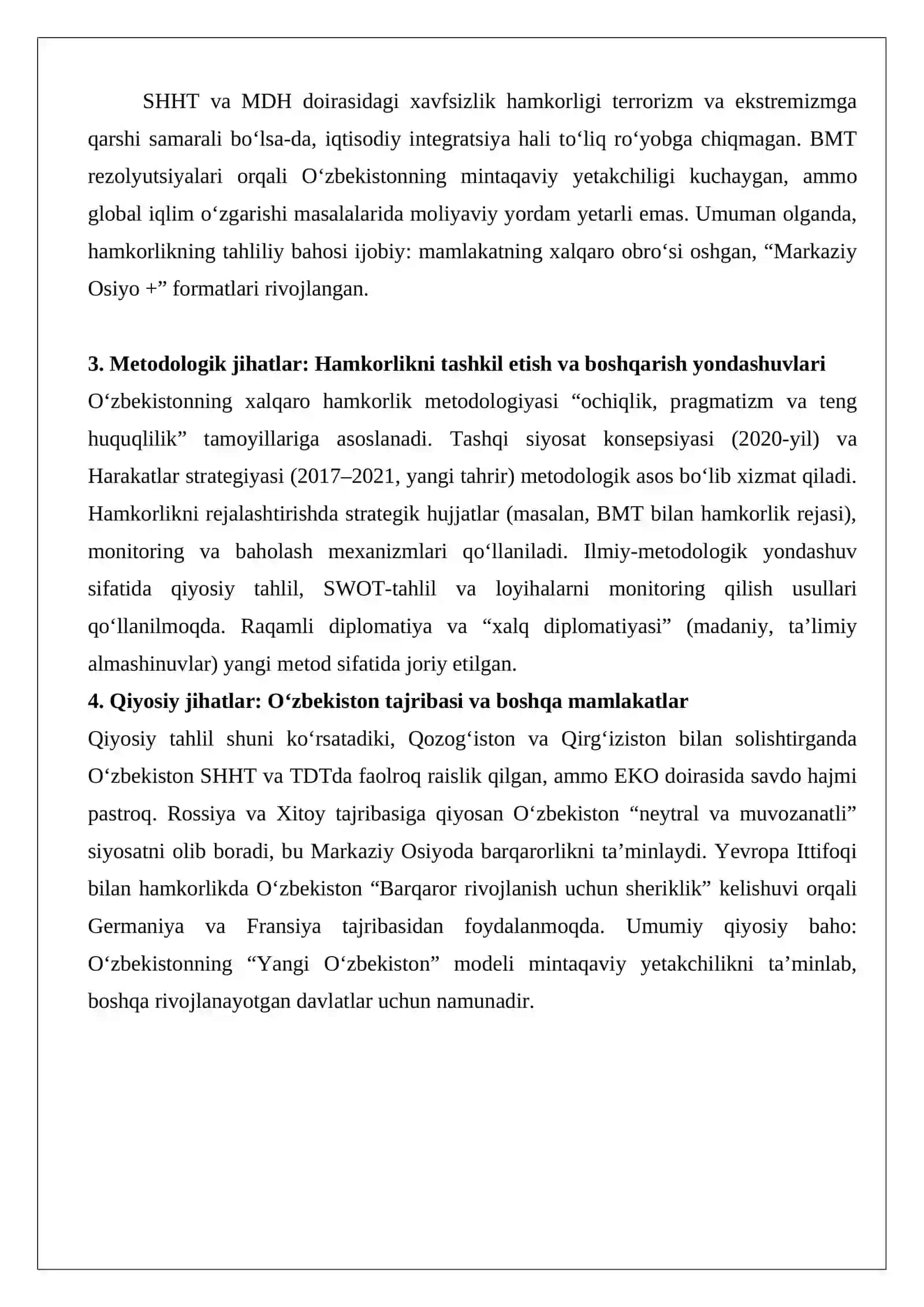 O‘zbekistonning Xalqaro Tashkilotlar Bilan Hamkorlik Aloqalari 4