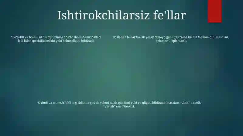 Fe'L SoʻZ Turkumi Sifatida 4