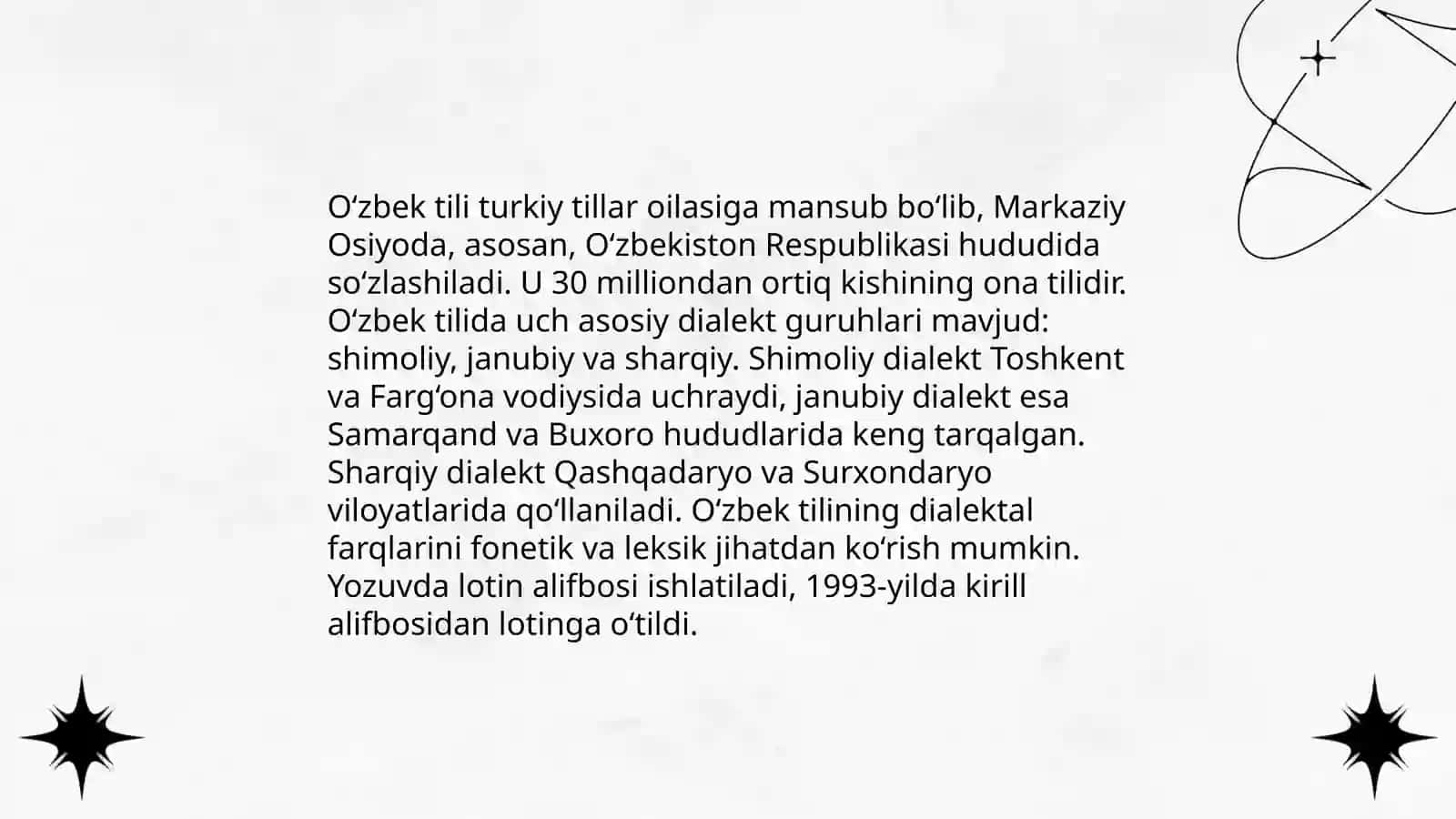 O‘zbek tilining taraqqiyot bosqichlari manbalari va dialektal tarkibi 4
