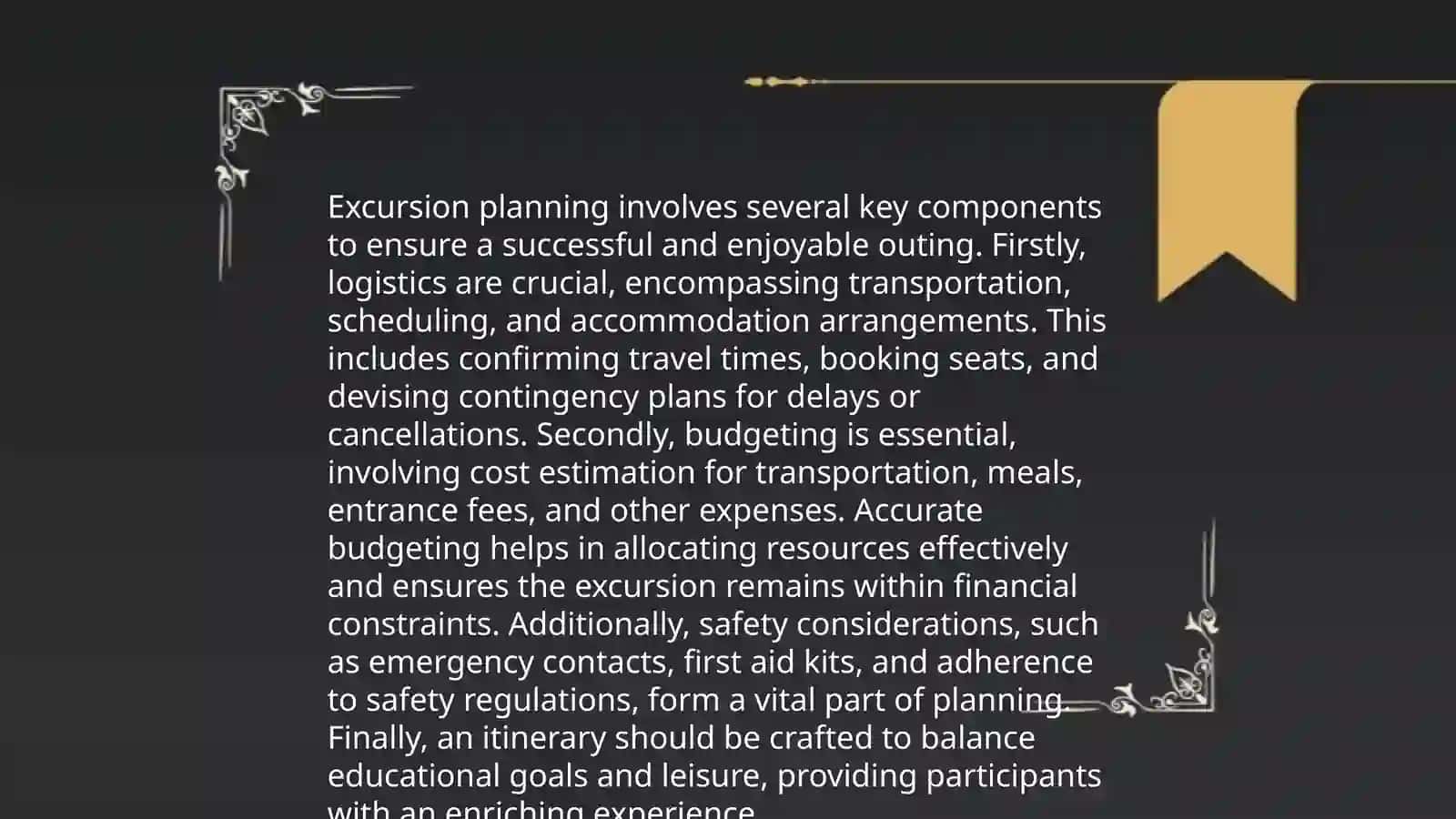 Development of Excursion Services 4