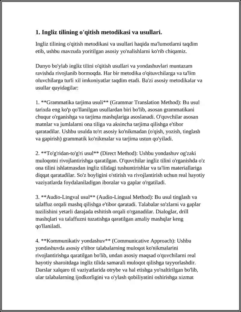 INGLIZ TILINI O'RGATISH METODIKA VA USULLARI 4