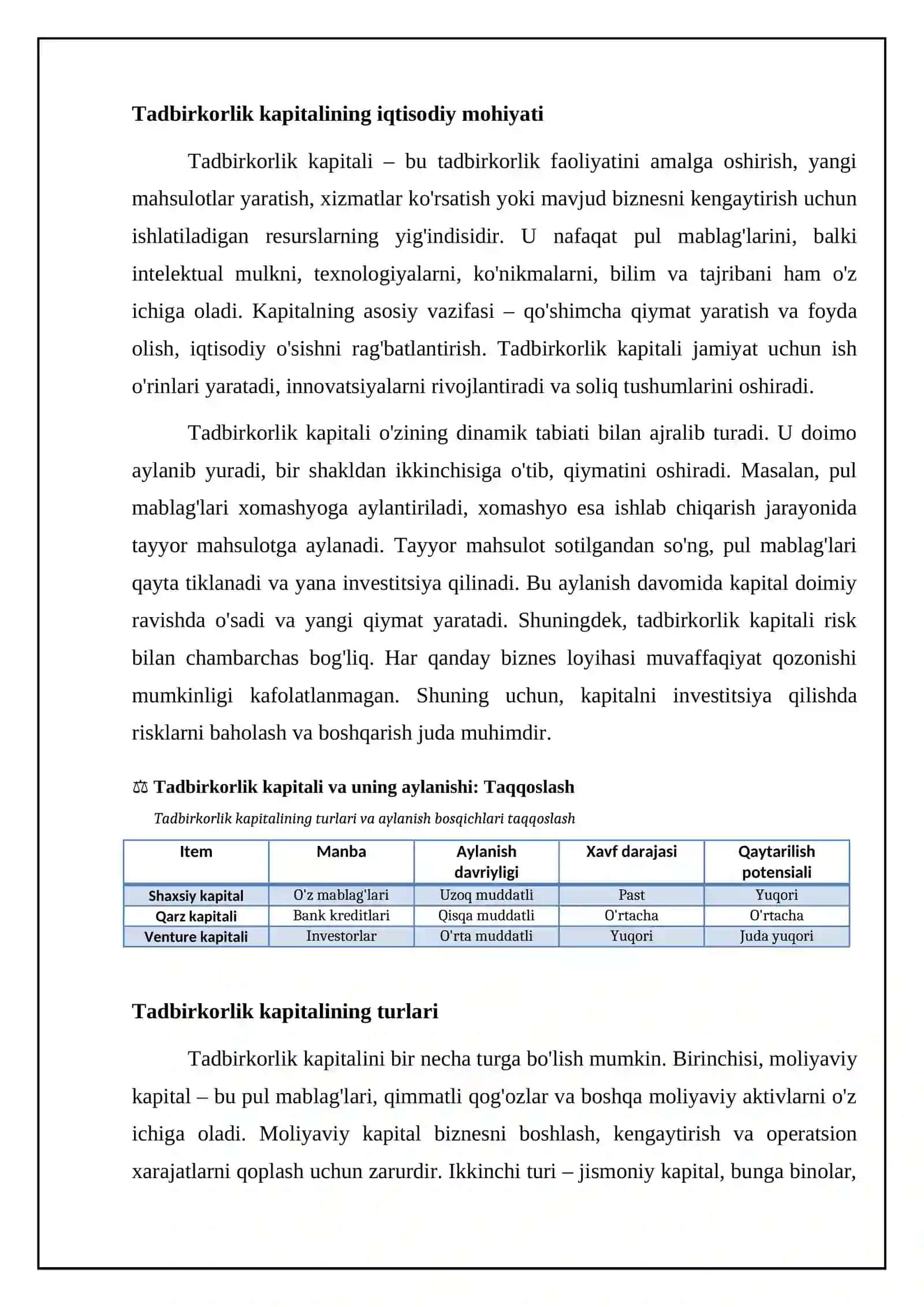Tadbirkorlik kapitali va uning aylanishi 4
