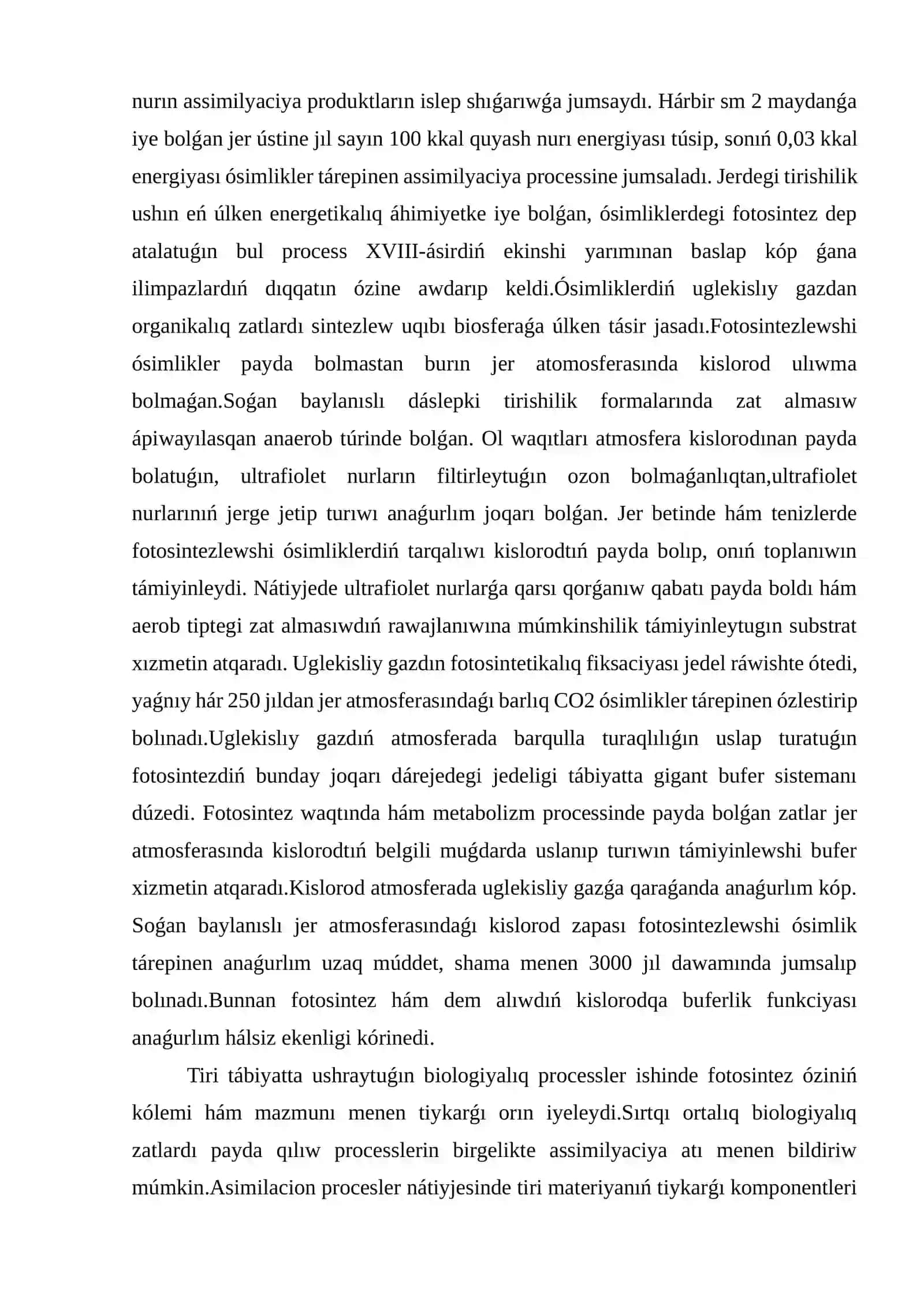 Plastida pigmentleri hám fotosintezdiń róli 4