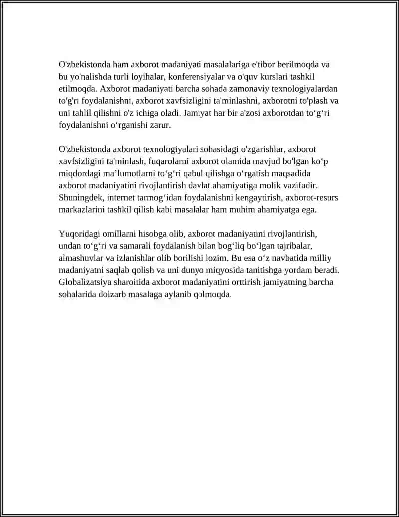 GLOBALLASHUV DAVRIDA AXBORIY MADANIYAT ZARURATI 4