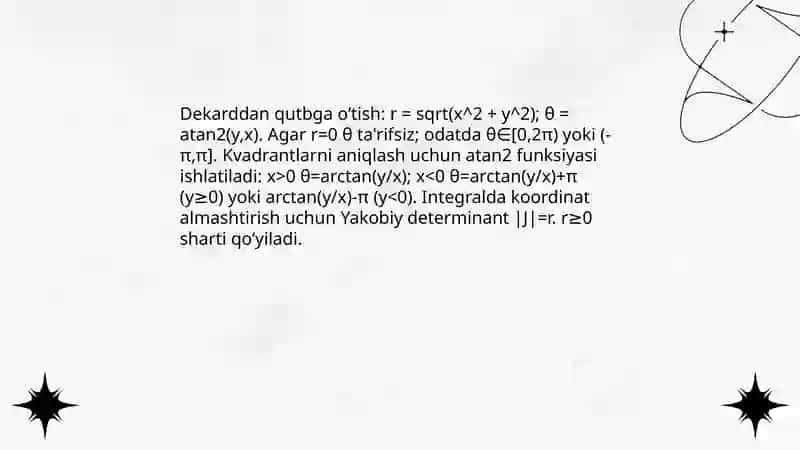 Dekard va qutb koordinatalar sistemasini almashtirish 4