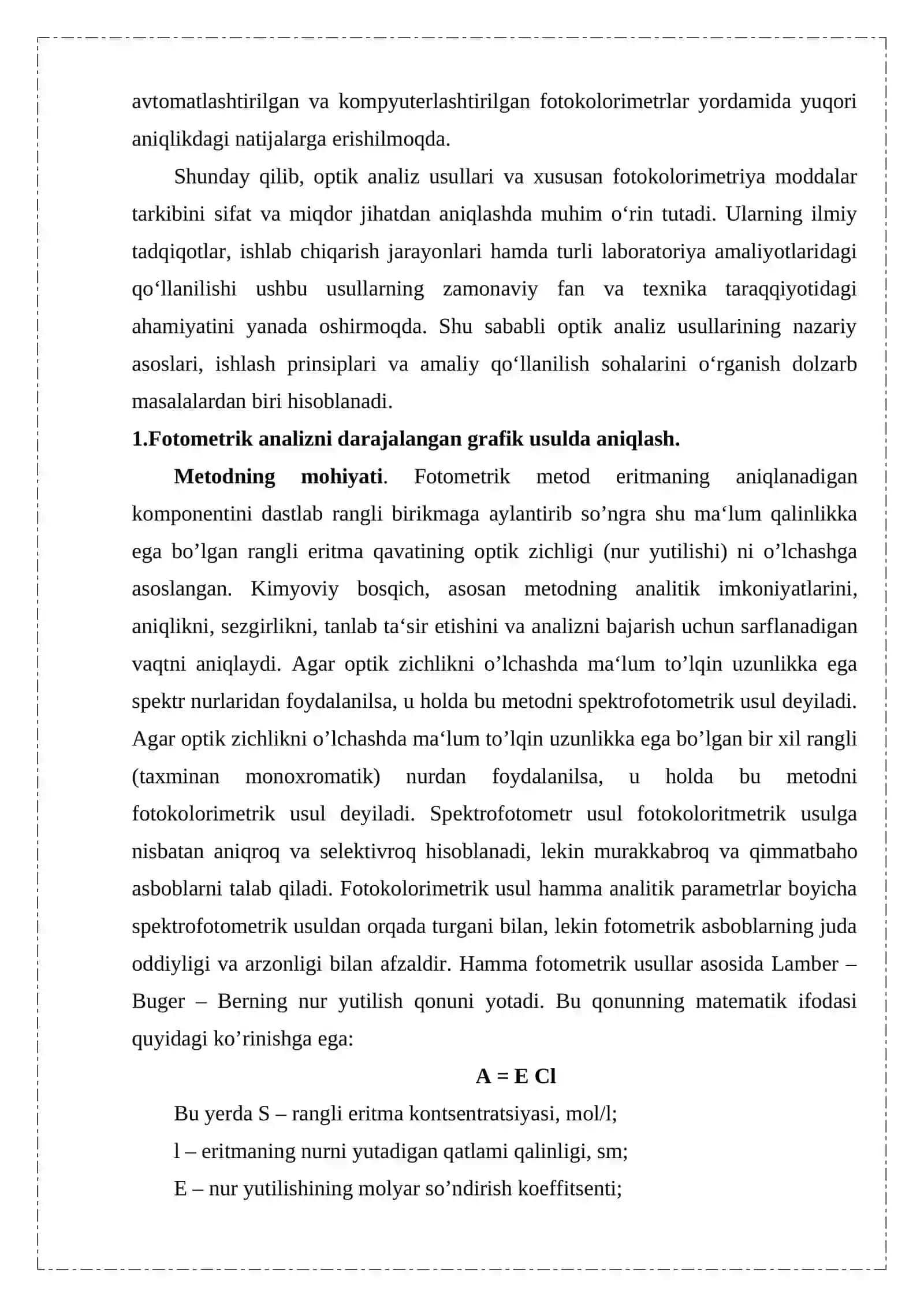 Optik analiz usullari. Fotokalorimetriya 4