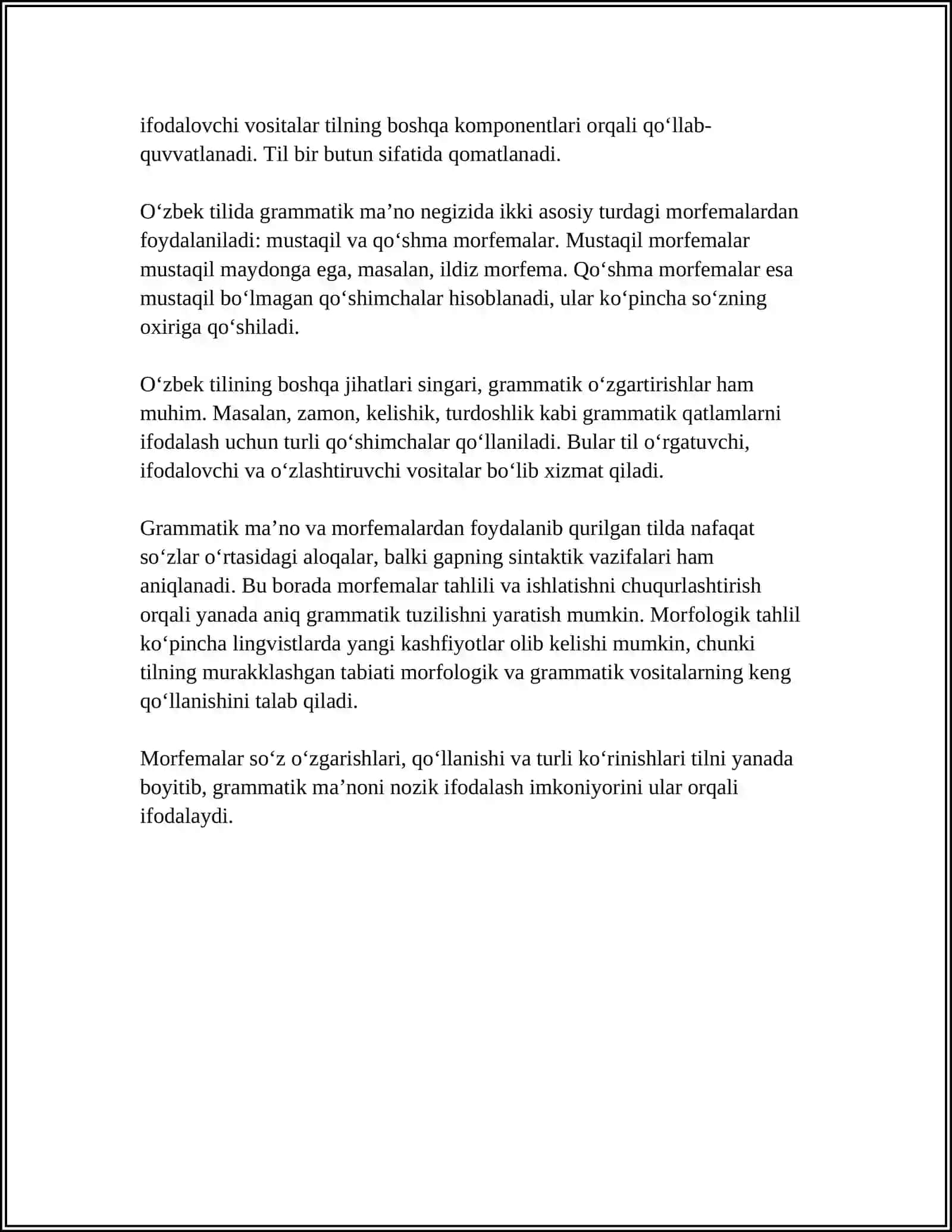 MORFE/GRAMMATIK MA'NONI IFODALOVCHI VOSITALAR 4