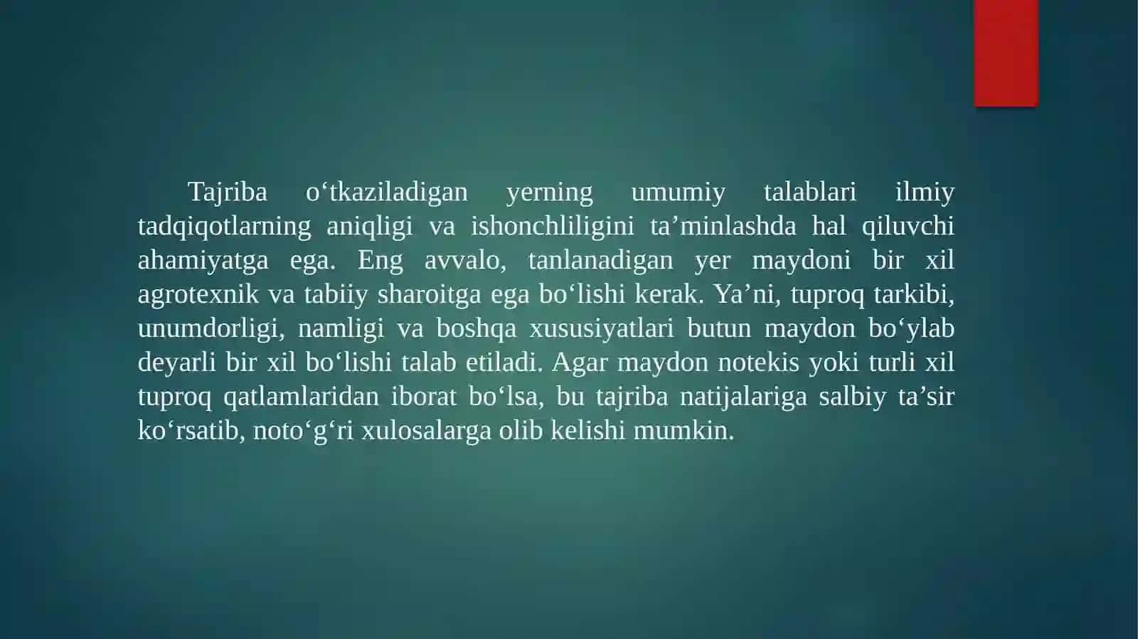 Dalatajribasi uchun yer tanlash 4