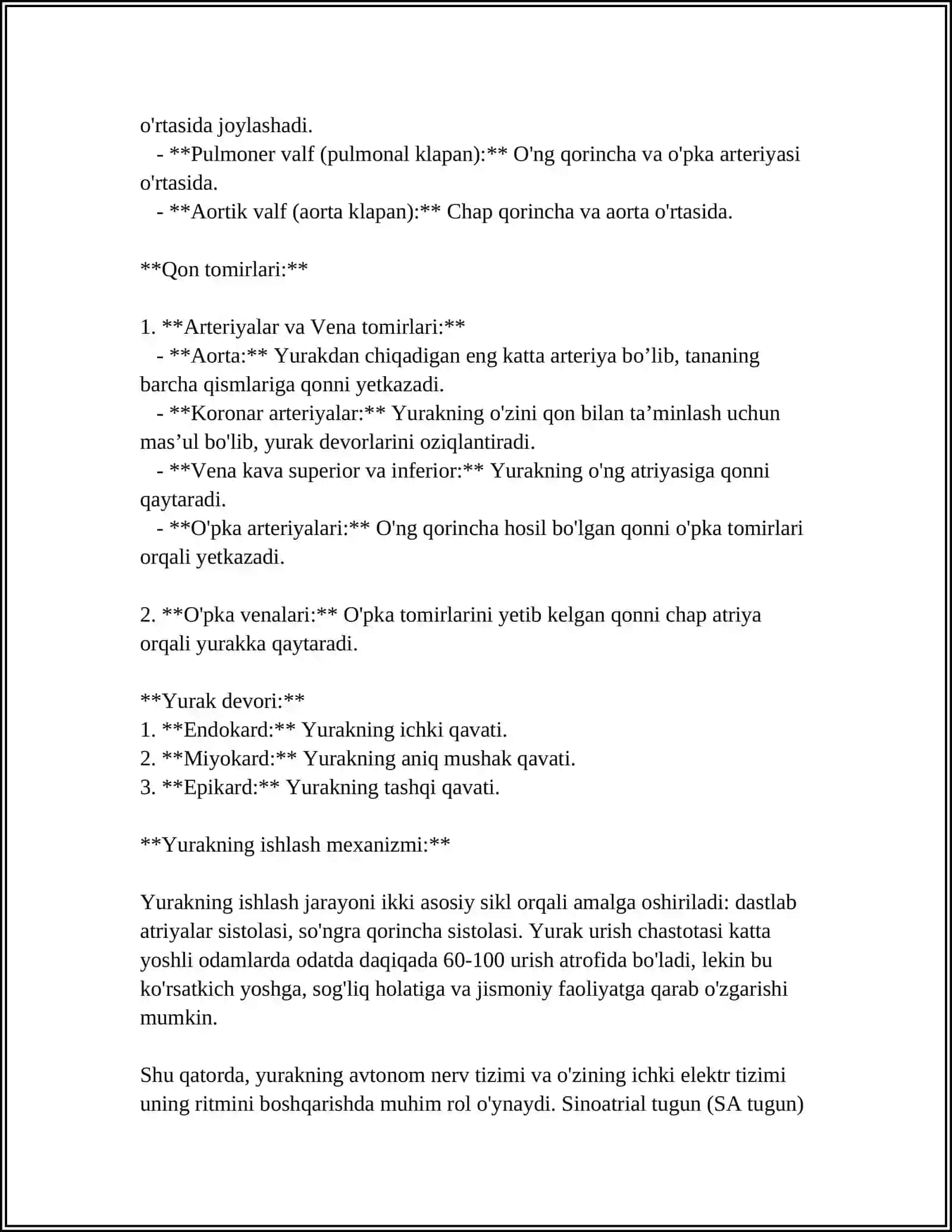 Yurak anatomiyasi 4