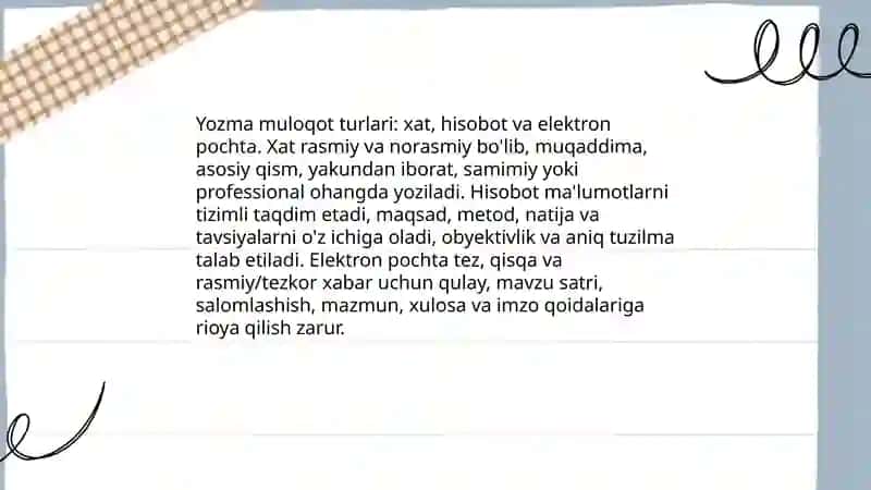 Oğizaki va yozma muloqot 4