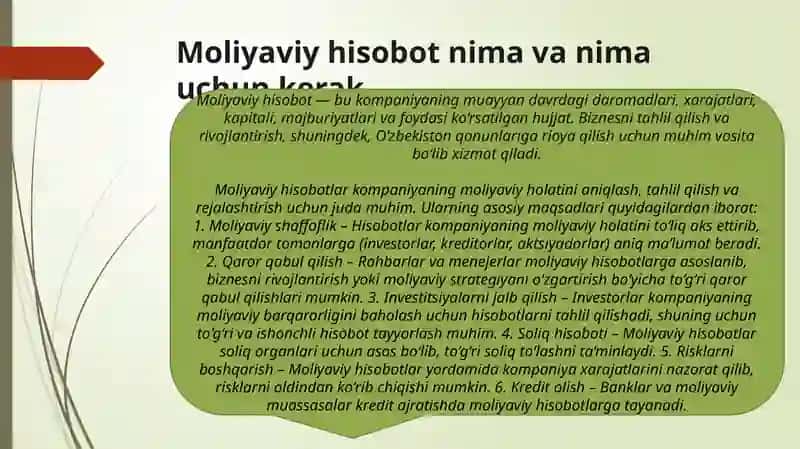 Moliyaviy hisobotlarni tayyorlash 4